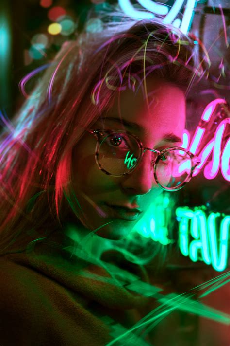 neon light portrait  behance