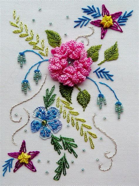 embroidered flowers embroidery pinterest