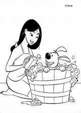 Mulan Coloring Pages Little Puppy Adorable Brother Her Disney Color Print Hellokids Colouring sketch template
