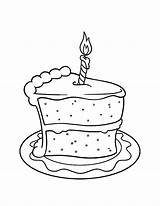 Cake Birthday Coloring Drawing Slice Pages Candle Happy Clipart Cartoon Color Printable Cakes Colour Sketch Tocolor Getdrawings Place Cookie Library sketch template