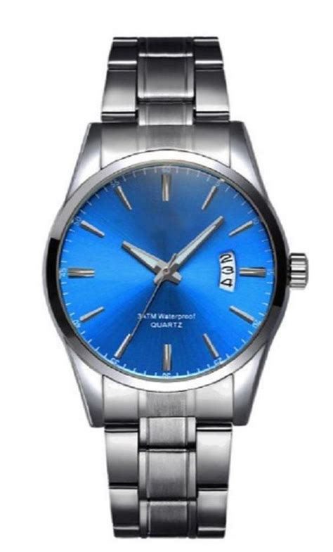 stijlvol heren horloge  mm blauw  deluxe verpakking bol