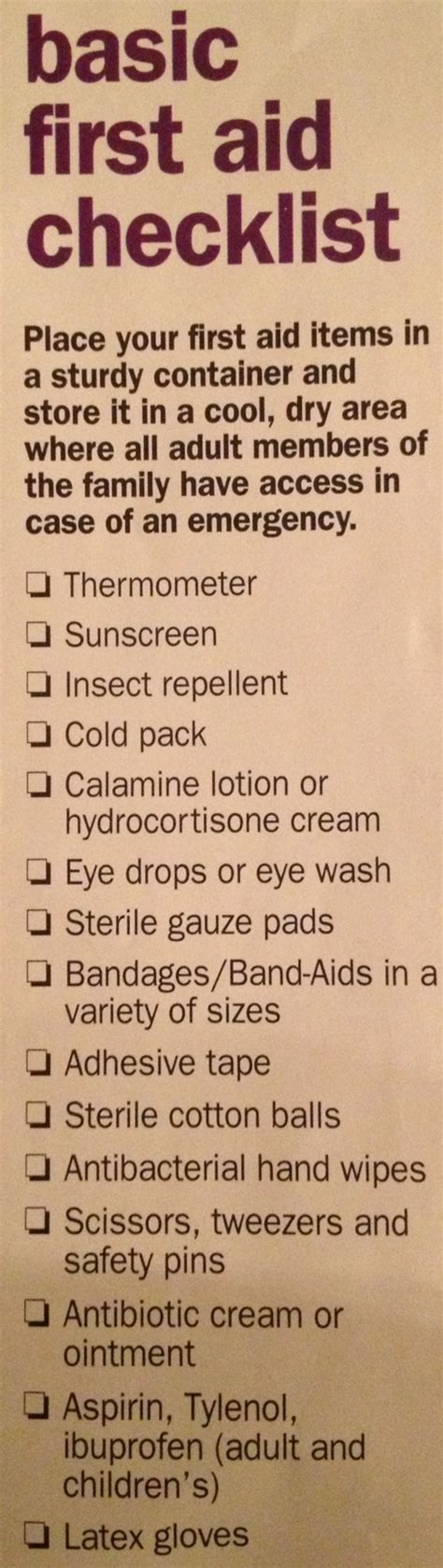 basic  aid checklist prepping pinterest