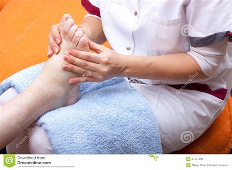 Nurse Treats A Patient Foot Stock Image Image Of Female Hand 27171031