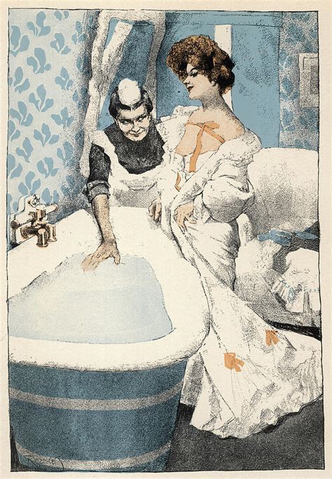 A Maid Prepares A Bath Drawing By Mary Evans Picture Library