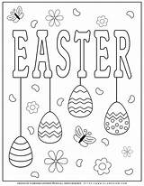 Easter Coloring Pages Eggs Title Decorated Worksheets Planerium Sign sketch template