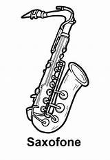 Saxophone Musical Saxofone Coloriage Sassofono Colorare Musicali Strumenti sketch template