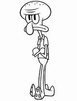 Squidward Coloring Tentacles Tired sketch template
