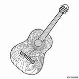 Guitar Coloring Electric Acoustic Pages Drawing Vector Adults Book Line Outline Getdrawings Printable Getcolorings Adult Stock Illustration sketch template