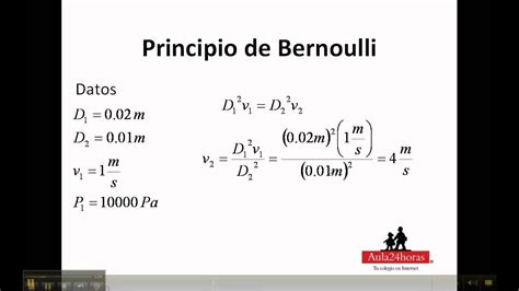 principio de bernoulli ejercicio 2 youtube