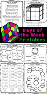 printable days   week worksheets  pre  kindergarten