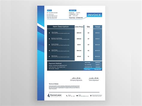 modern business invoice bill template uplabs