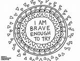 Brave Coloring Positive Words Affirmations sketch template