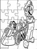 Mario Puzzles Bros Printable Kids Pages Jigsaw Coloring Cut sketch template