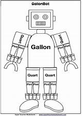 Gallon Man Math Printable Bot Robot Grade Measurement Teaching Worksheet Capacity Graphical Works Other Mr Cups 3rd Measuring Quarts Volume sketch template