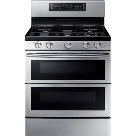 samsung    cu ft double oven gas range   cleaning convection oven  stainless