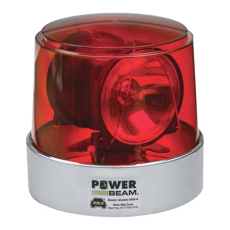 wolo power beam halogen rotating warning light red lens permanent