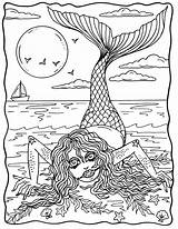 Coloring Scary Mermaid Halloween Printable Pages Pdf Book Adult Sirens Etsy Sheets Digital Downloadable Nightmares sketch template
