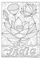 Colouring India Flower National Pages Activity Kids sketch template