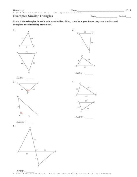 infinite geometry examples similar triangles