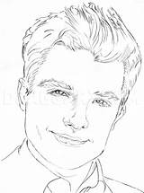 Josh Hutcherson Step Draw Drawing Outline Dragoart sketch template