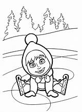 Masha Bear Coloring Pages Skates Fell Ice Her Pages2color Printable Color Getcolorings Print sketch template