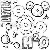 Molecule Water Science Sketch Coloring Molecules H2o Chemistry Drawing Illustration Doodle Stock Drawings Color Clipart Molecular Doodles Dna Vector Atom sketch template