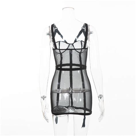 gothic strappy mesh bodycon dress rock n doll