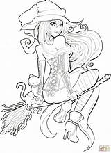 Halloween Coloring Pages Anime Happy Girls Witch Printable Cute Manga Adult Sheets Deviantart Color Book Sexy Getdrawings Colouring Lineart Google sketch template