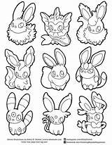 Eevee Coloring Pages Evolutions Pokemon Cute Kids Print Printable sketch template