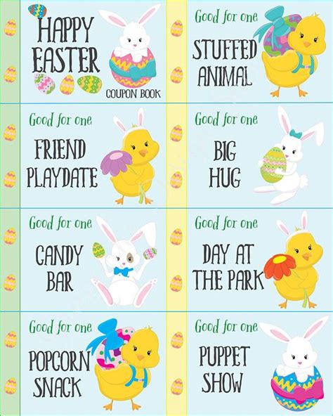 easter coupon book  coupons blank kids easter gift  printable