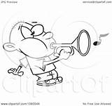 Bugle Outline Playing Boy Illustration Toonaday Cartoon Royalty Clip Vector Leishman Ron 2021 sketch template