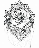 Coloring Pages Tattoos Roses Skull Tattoo Adults Rose Mandala Kids Printable Color Drawing Flower Print Stencils Getcolorings Geometric Cool Big sketch template