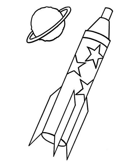 rocket ship  saturn orbit coloring page  print