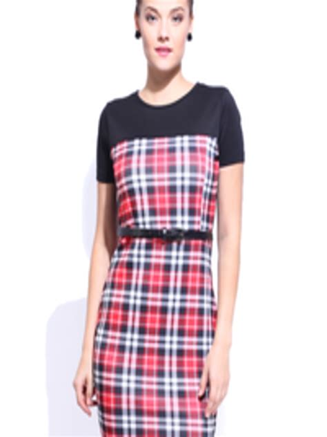 Buy Dressberry Black And Red Checked Cling Berry Dress Dresses For