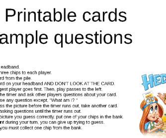 hedbanz cards cards printable cards card games