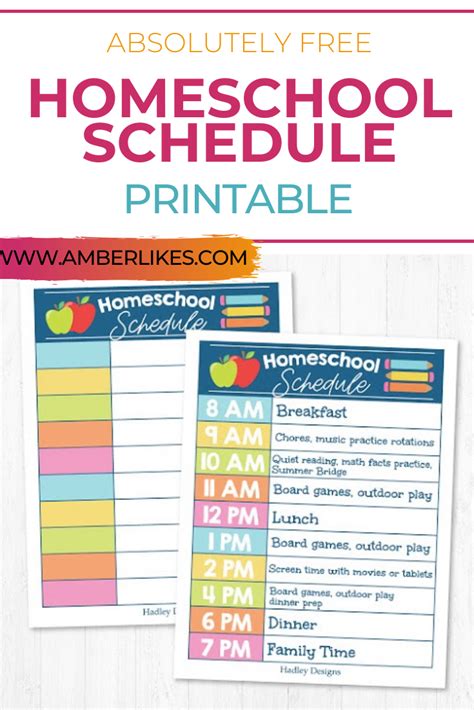homeschool schedule printable homeschool daily schedule