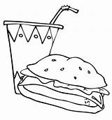 Coloring Burger Food Kids Printable Big Drink Fast Pages sketch template