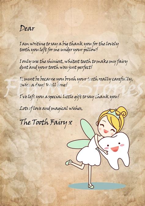 tooth fairy letter  printable