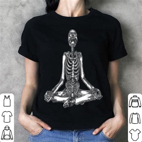 original halloween meditating skeleton funny freaky yoga gift shirt