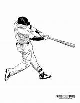 Pitcher Bat Swing Swinging Etching Printcolorfun sketch template