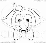 Clown Coloring Outline Face Bow Clipart Tie Hat Royalty Illustration Pams Pages Rf sketch template