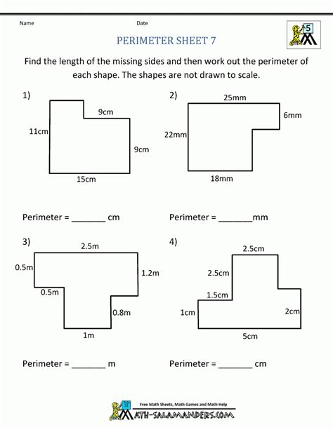 perimeter worksheet   measurements  higher level