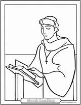 Coloring Monk Priest Catholic Pages Saint Benedict Reading St Saints Printable Male Religious Color Benedictine Holy Monks Dominican Print Getcolorings sketch template
