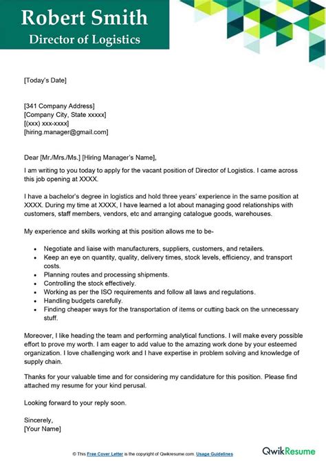 freight broker cover letter examples qwikresume