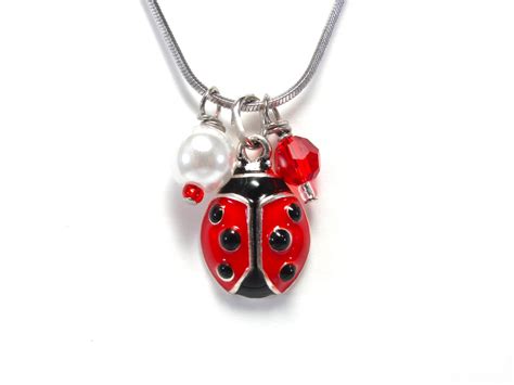 open heart necklace lady charm necklaceladybug sorority necklaceladybug