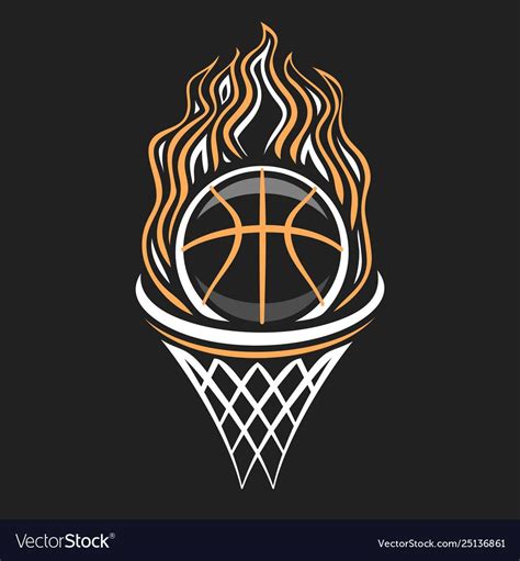vector logo  basketball decorative badge  burning basketball ball flying  trajectory