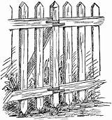 Fence Picket Clipart Fences Old Wooden Clip Garden Gate Border Farm Drawing Post Drawings Cliparts Privacy Sketches Sketch Etc Picketfence sketch template