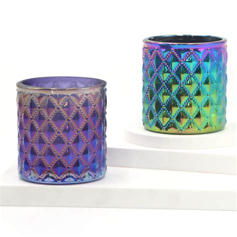 Wholesale Iridescent Luxury Glass Candle Jar For Candle Making High