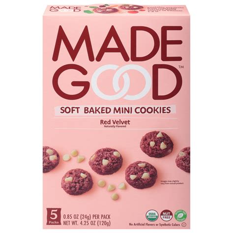 save   good soft baked mini cookies red velvet organic  ct