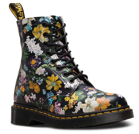 dr martens ladies pascal darcy floral black leather flower ankle boots ebay
